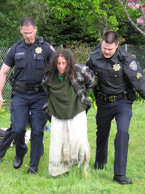 Homeless Woman Being Arrested